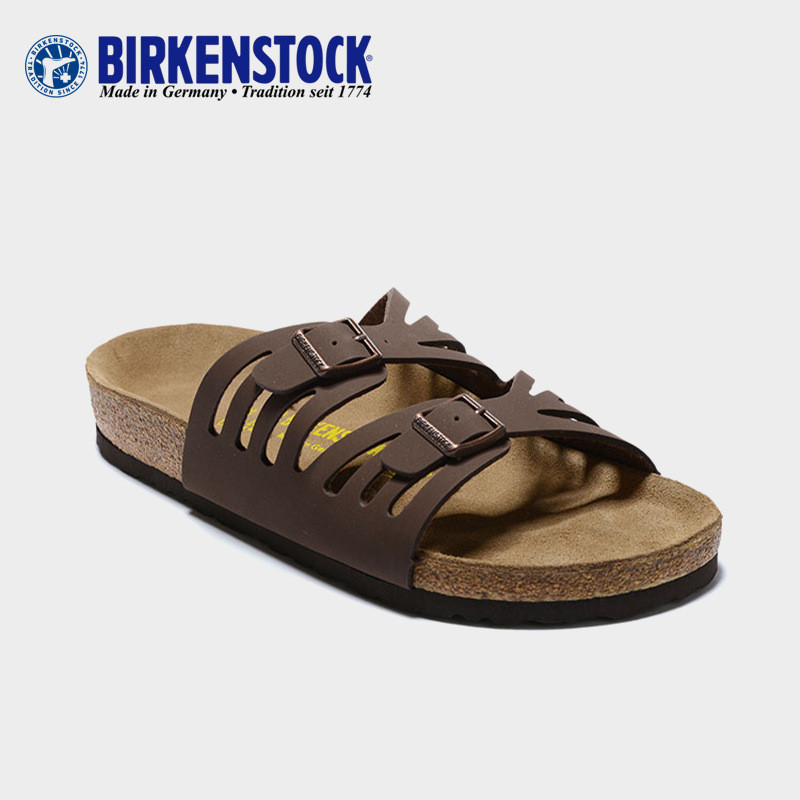 In Stock  BIRKENSTOCK Butterfly Two Button Cork Buckle Flat Bottom Cork Boken Slippers