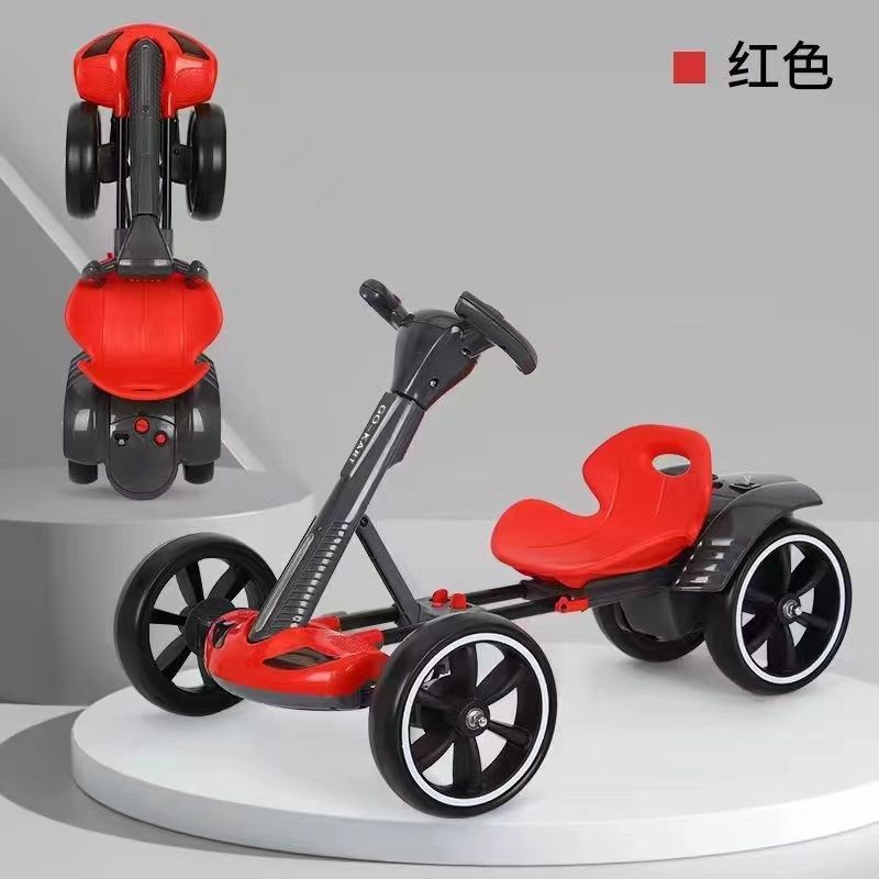 Children's Electric Go-Kart Motorcycle Baby Electric Car No Installation Foldable Portable Music Lig