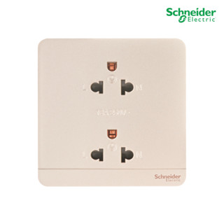 Schneider เต้ารับคู่มีกราวด์ มีม่านนิรภัย Socket สีทอง รุ่น …