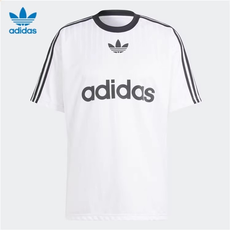 【พร้อมส่ง】ของแท้ 100% เสื้อยืดแขนสั้น ผ้าฝ้าย ระบายอากาศ พิมพ์ลายโลโก้ Adida ขนาดใหญ่ สําหรับผู้ชาย 