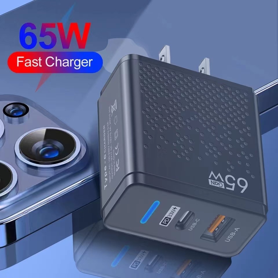 EU US UK Plug 65W Fast Charging Power Adapter GaN Charger สําหรับ iOS USB Type C Quick Charger โทรศั