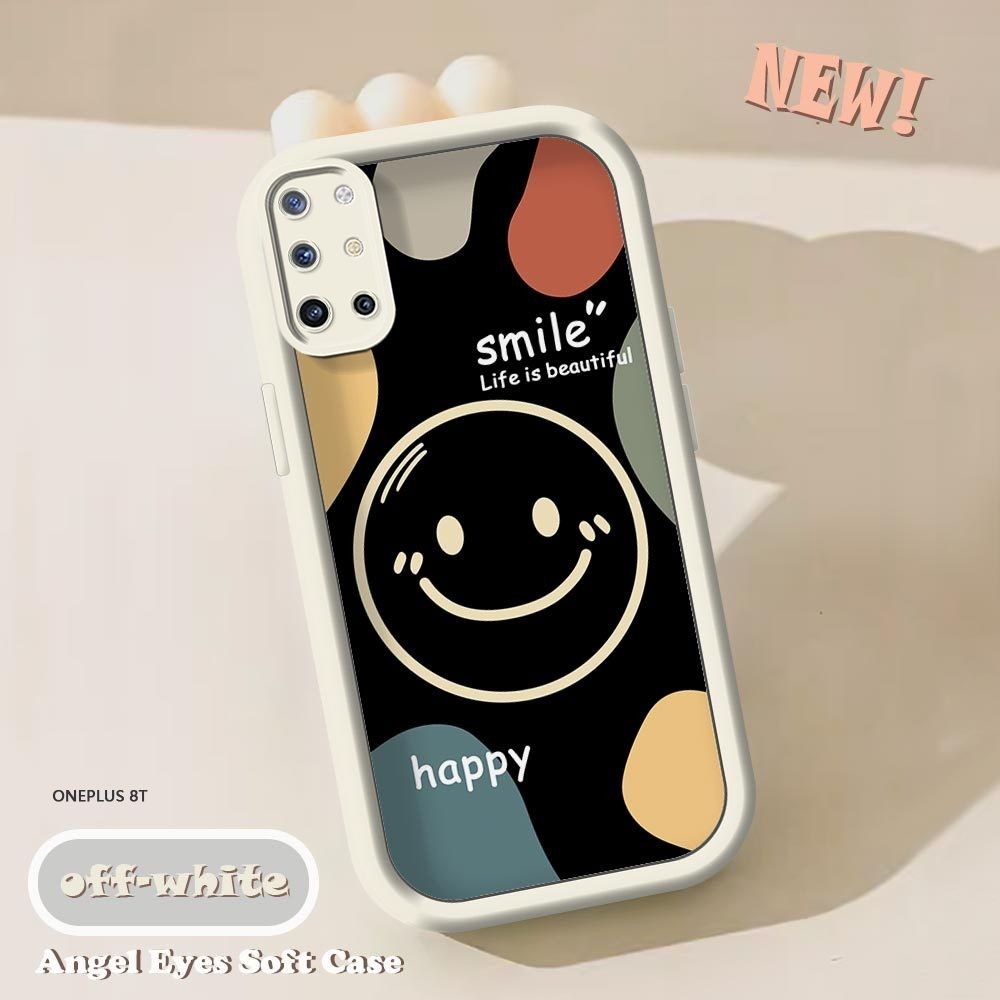 สําหรับ OnePlus 8T ที่มีสีสัน หน้ายิ้ม เคสโทรศัพท์ ซิลิโคนนิ่ม TPU ฝาครอบเต็มรูปแบบ กันกระแทก เคสป้องกันเลนส์กล้อง