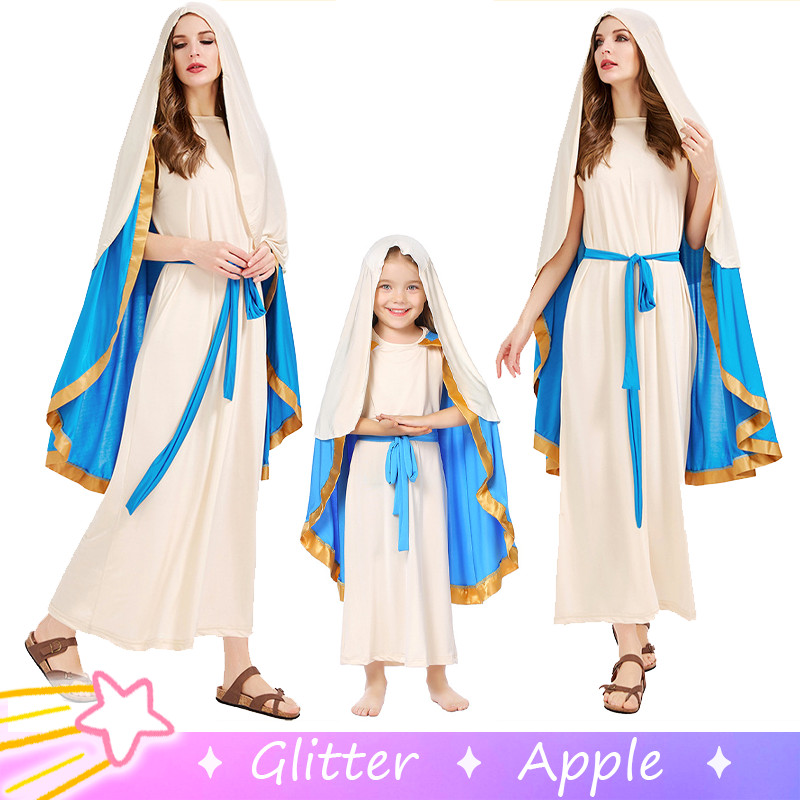 ชุดคอสเพลย์ The Virgin Mary Nativity Halloween สีขาว สีฟ้า สําหรับเด็กผู้หญิง และผู้ใหญ่