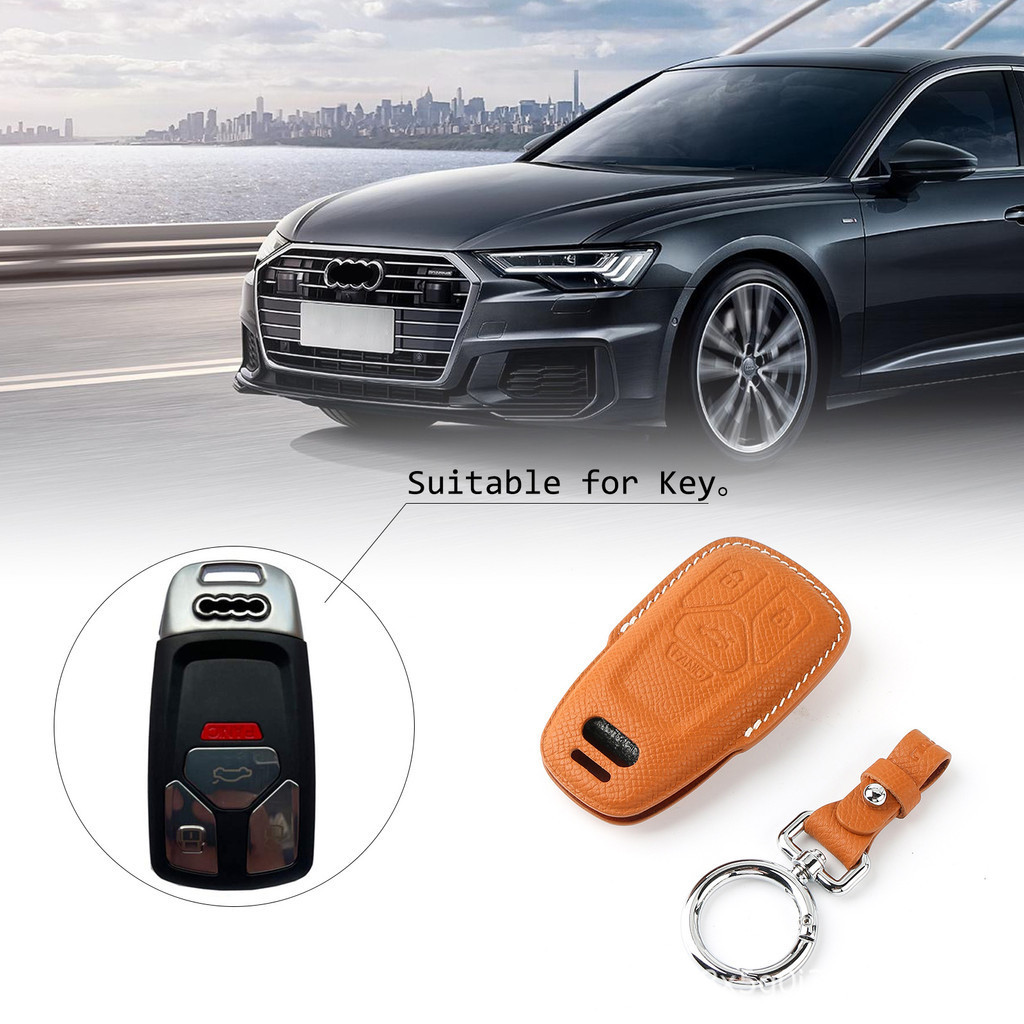 เหมาะสําหรับ Audi A4 รถ Key Case Q7 TT A6 SQ5 R8 First Layer Cowhide Handmade Key Case