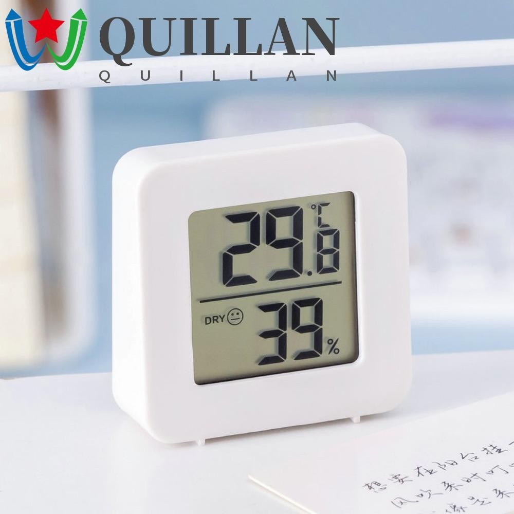 Quillan เครื่องวัดอุณหภูมิดิจิทัล LCD ไฮโกรมิเตอร์ พลาสติก อิเล็กทรอนิกส์ เกจวัดอุณหภูมิ ที่ละเอียดอ่อน แม่นยํา ในครัวเรือน ในร่ม
