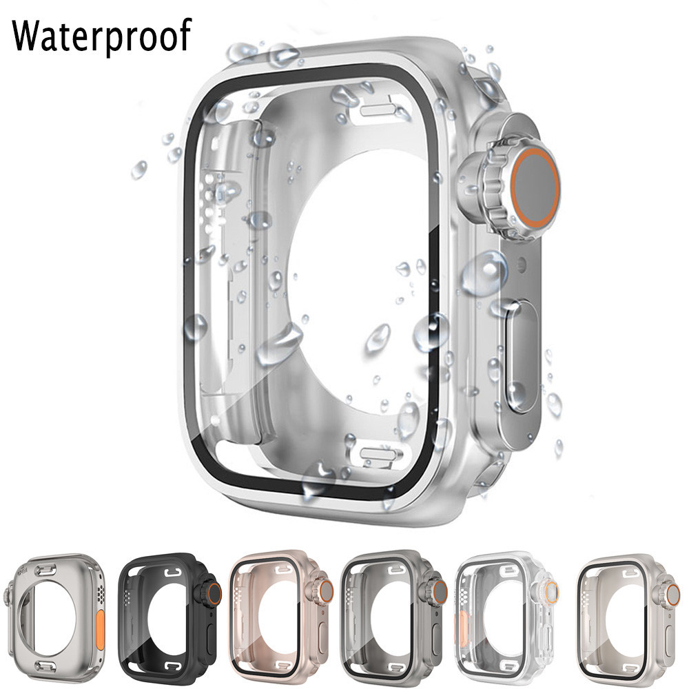 กระจกกันรอยนาฬิกาข้อมือ 360 องศา กันน้ํา สําหรับ Apple Watch 45 มม. 41 มม. 44 มม. 40 มม. IWatch Series 9 8 7 4 5 6 Se