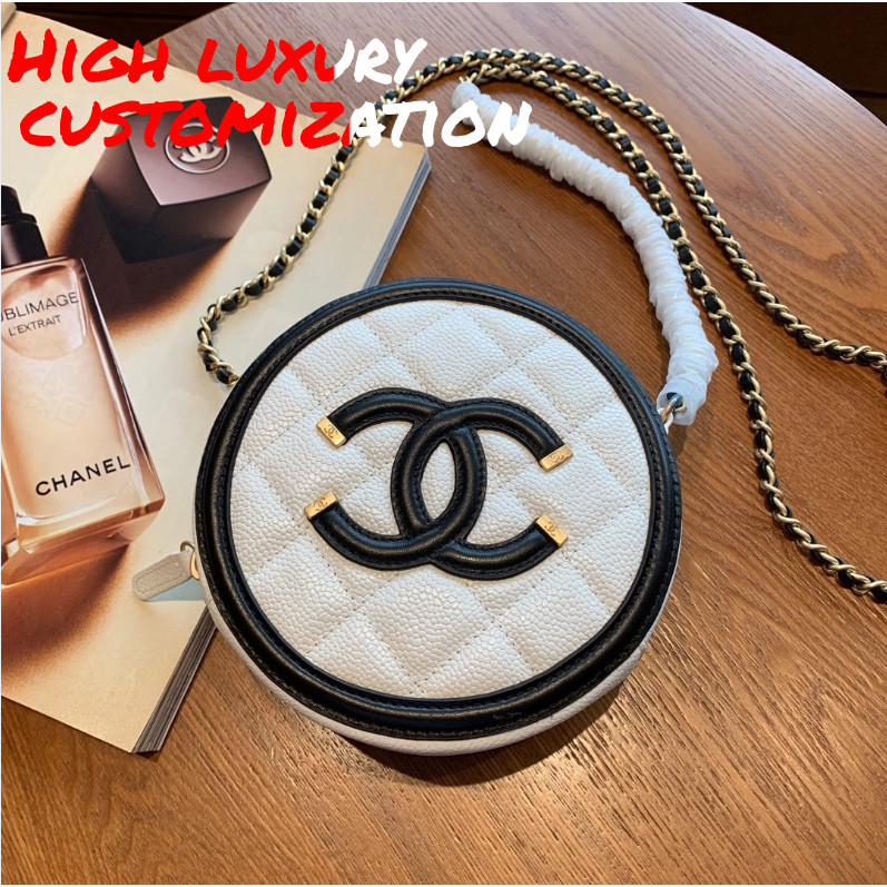 กระเป๋ากล้อง Chanel กระเป๋ากล้อง Chanel caviar กระเป๋าเค้ก ทรงกลม สไตล์เดียวกัน สไตล์คลาสสิก กระเป๋าผู้หญิง ส่งจากจีน APW7