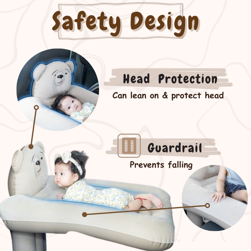Inflatable เตียงเด็กรถรถที่นั่งแบบพกพาเด็กวัยหัดเดิน Travel Air Bed Reusable Inflatable Baby Cot Camping ที่นอน ราคา ถูกที่สุด ดีลบีเคเค แกลเลอรีภาพที่ 4