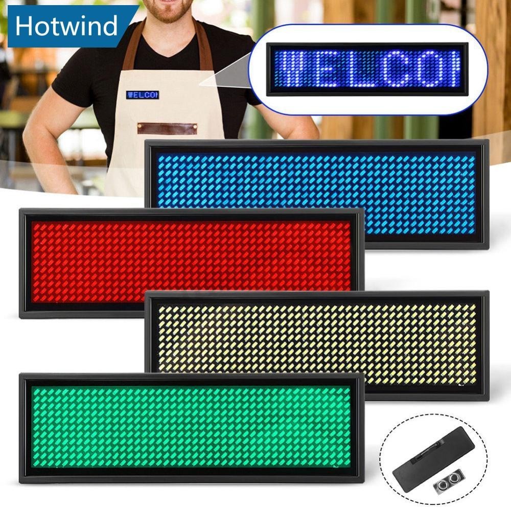 Hw Mini LED Digital Programmable Scrolling Name Message Tag Sign A1Z3