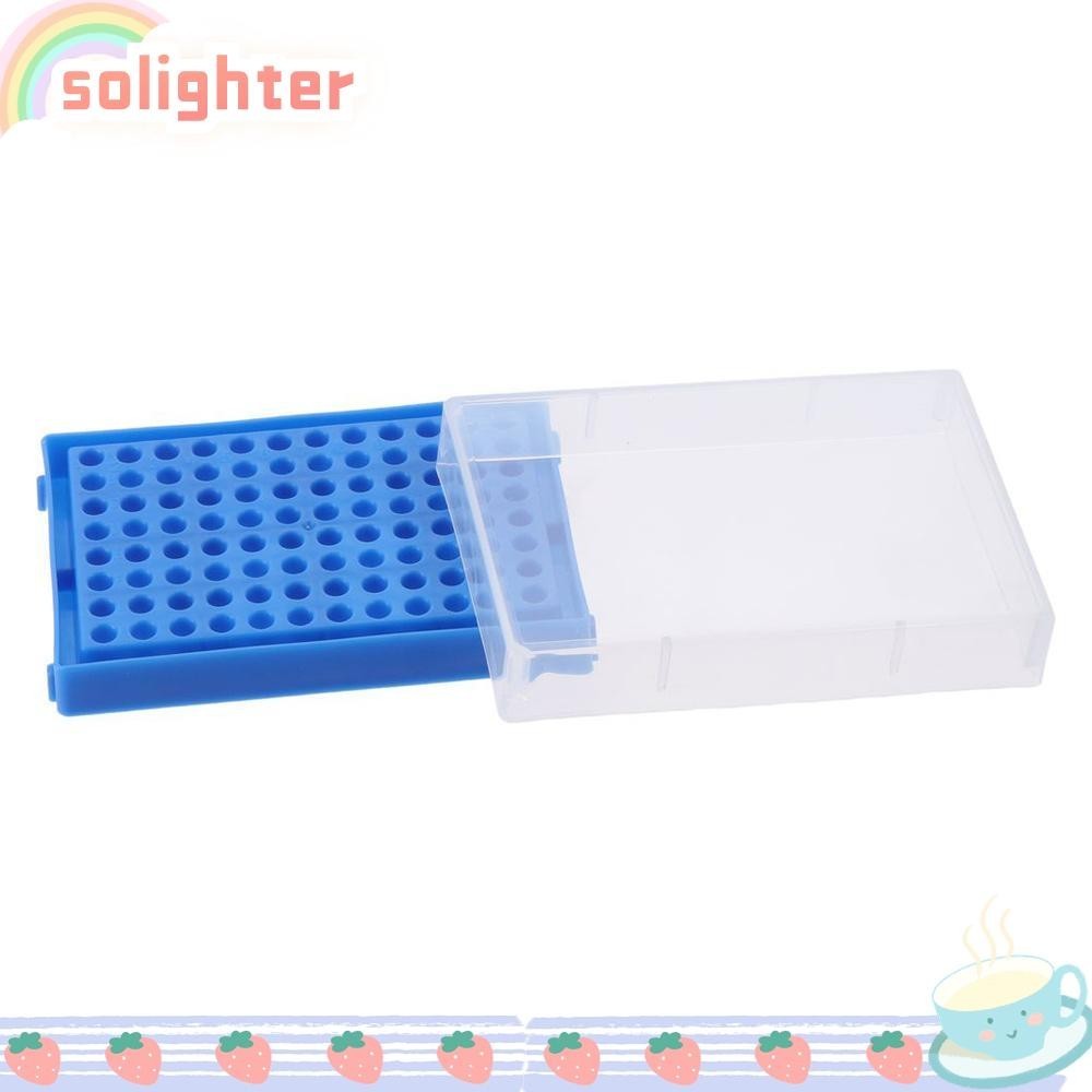 Solighter 2 ชิ ้ น PCR Tube Rack, Blue PP Microcentrifuge หลอด Rack, ทนต ่ ออุณหภูมิสูง 96 หลุม 13 ซม . * 9 ซม . * 3 ซม . PCR แผ ่ นแถบหลอด