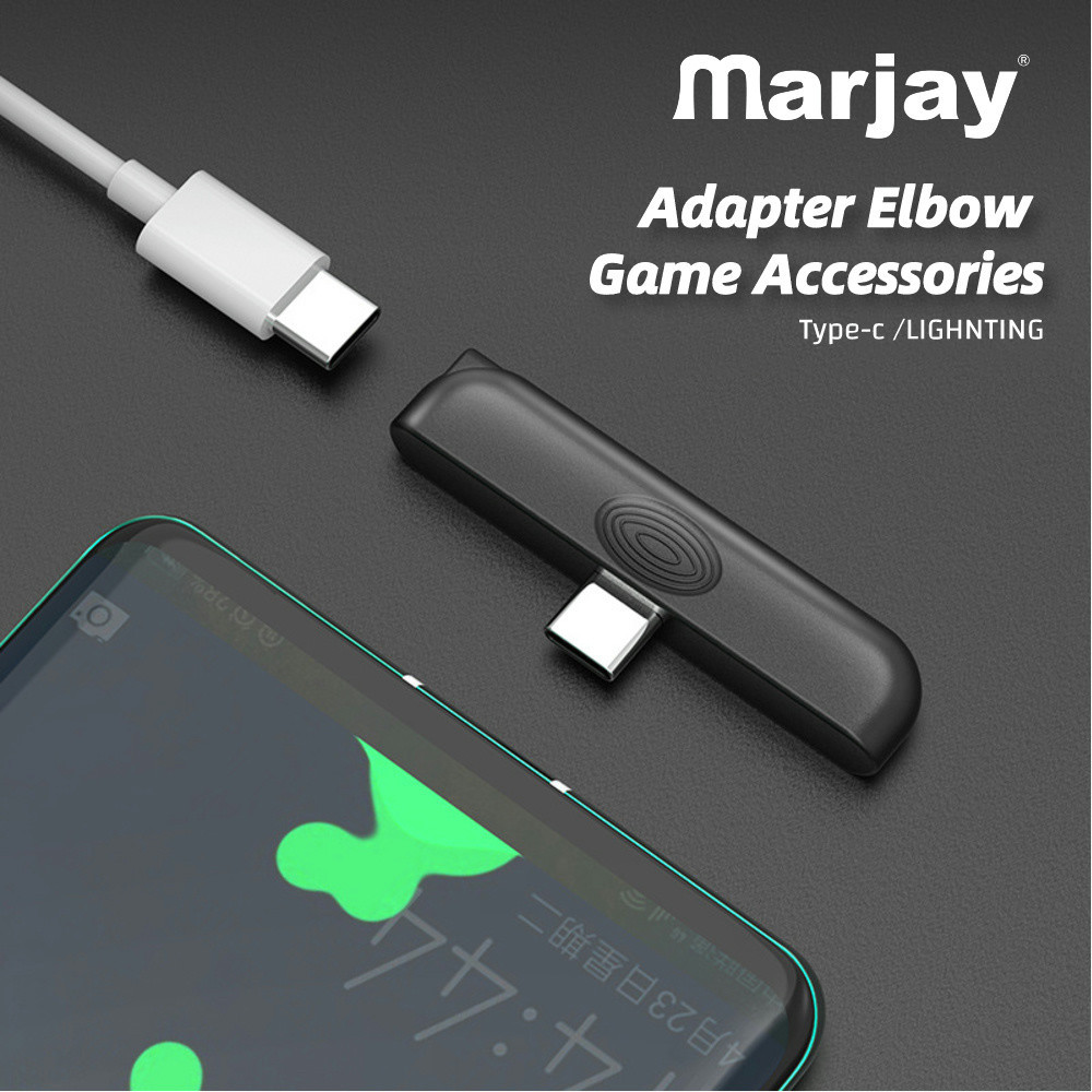 Marjay Type-C/lOS Adapter Elbow Game Assistant Controller เหมาะสําหรับอะแดปเตอร ์ ชาร ์ จเร ็ วโทรศัพท ์ มือถือ
