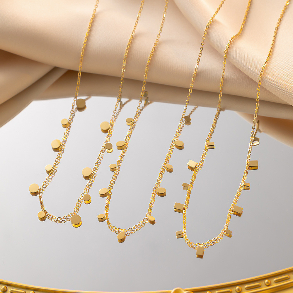 Yinuovo เครื่องประดับเรขาคณิตสแควร์ charm chain สแตนเลสกันน้ําสร้อยคอไม่ซีดจางสําหรับผู้หญิง