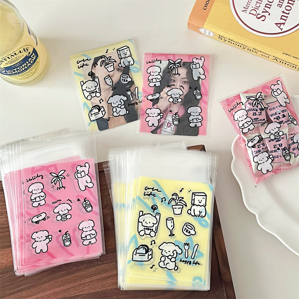 50 ชิ ้ น Graffiti Puppy ถุงปิดผนึก Toploader การ ์ ดแขน Photocard บรรจุกระเป ๋ า