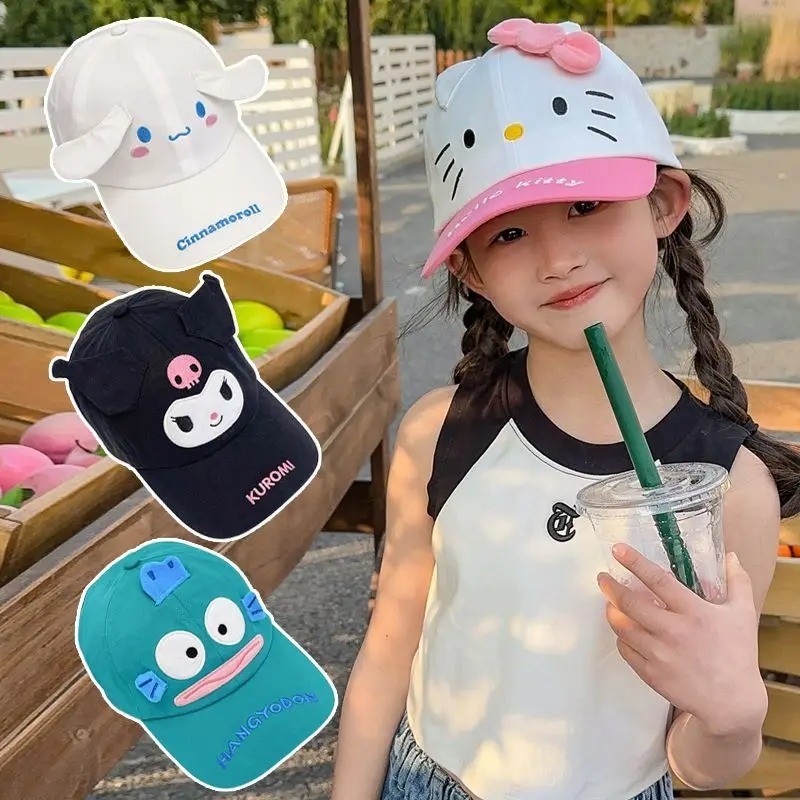 หมวกเบสบอลเด ็ ก Sanrio Kuromi Cinnamoroll Kawaii แฟชั ่ นเด ็ กผู ้ หญิงแนวโน ้ มครีมกันแดดหมวกบังแดดกลางแจ ้ ง