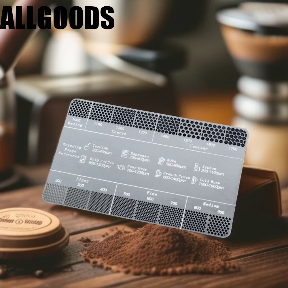 Allgoods Ground Coffee Grind Reference Card, ขนาด 200-1600um Serviceable กาแฟความหนาอ ้ างอิง Card, สแตนเลสที ่ ละเอียดอ ่ อนความหนาเปรียบเทียบไม ้ บรรทัด