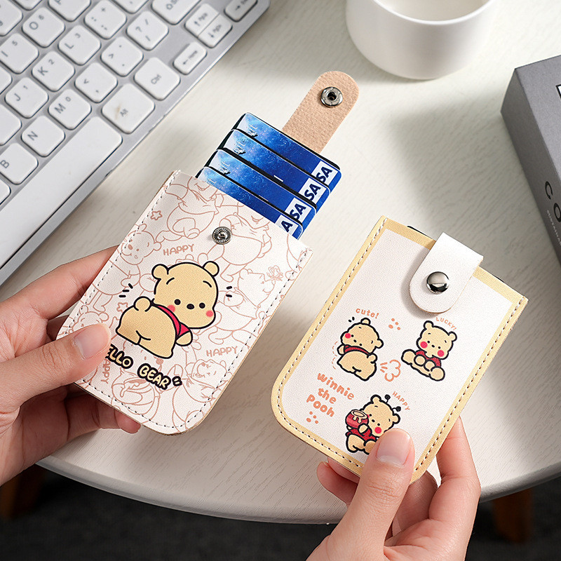 น ่ ารักการ ์ ตูน Mini Card กระเป ๋ าสตางค ์ แฟชั ่ น PU หนัง 5 กระเป ๋ ากระเป ๋ าบางลามิเนตปกปิด Anti-Theft ID ผู ้ ถือบัตรขนาดใหญ ่ ความจุ
