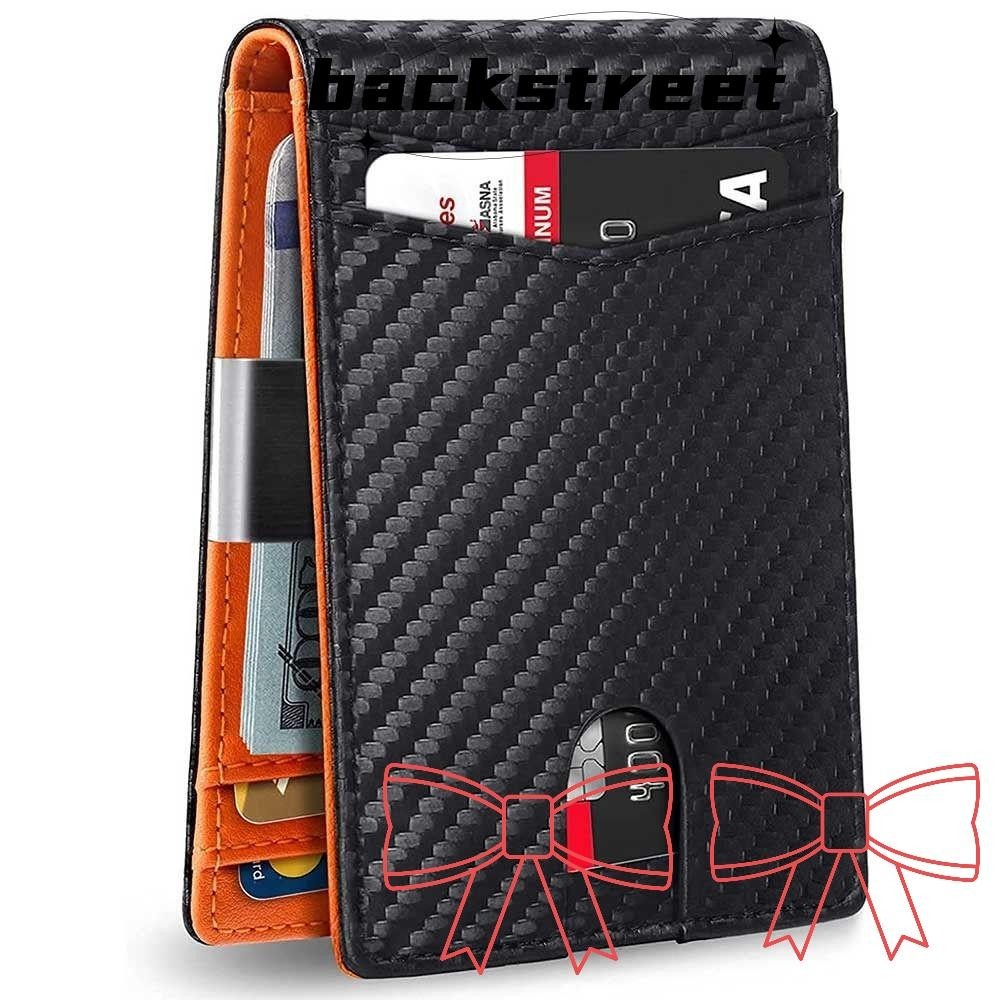 Backstreet Mens Slim Wallet Slim Thin Small Wallet Front Pocket RFID Blocking Leather Wallet