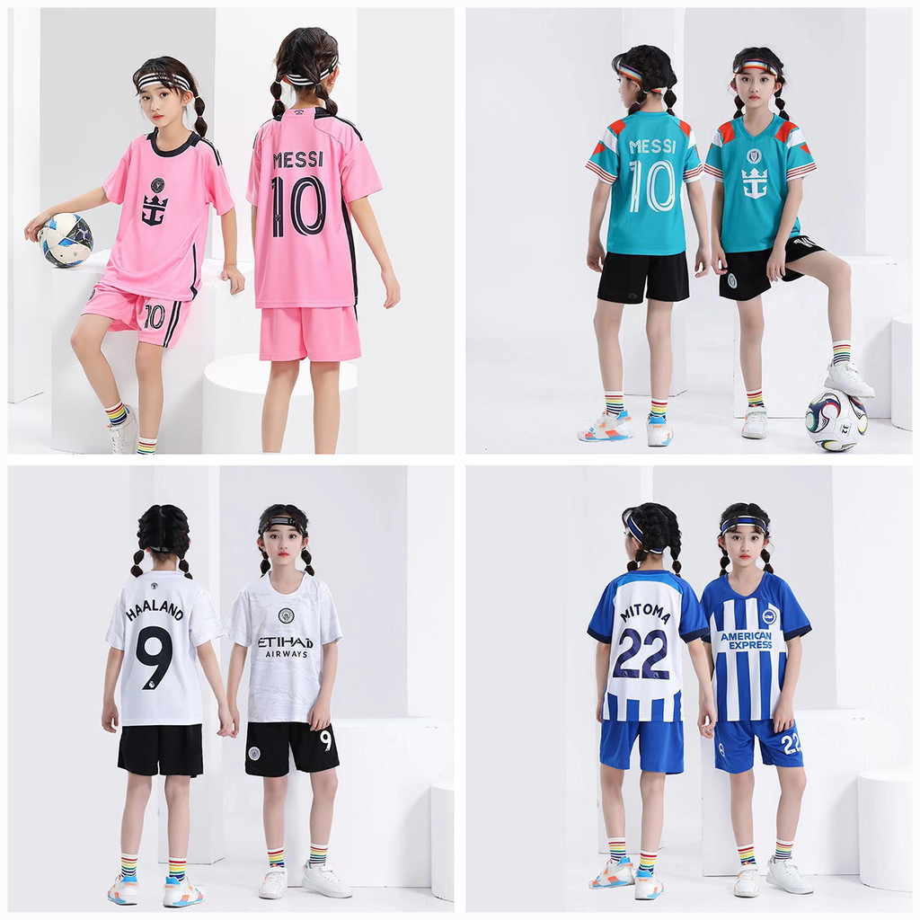 Uhome24-25 Season New Messi Soccer Jersey สําหรับเด็กฤดูร้อนเด็กชุดฟุตบอลชุดฟุตบอลเยาวชน