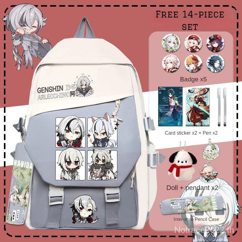 Genshin Impact Scaramouche &Arlecchino Game รอบกระเป ๋ าเป ้ สะพายหลังแบรนด ์ Co