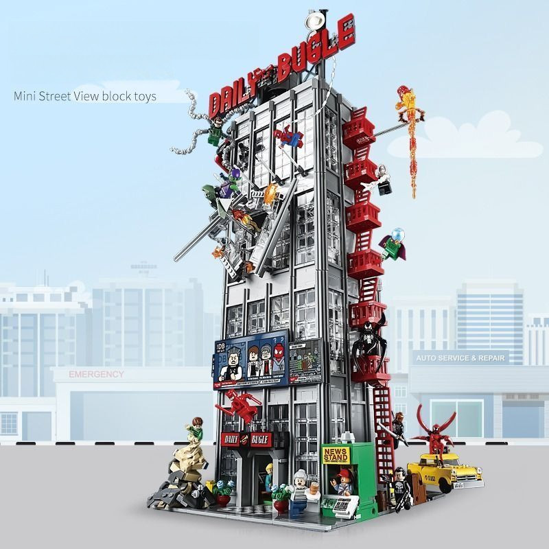 ใช ้ งานร ่ วมกับ Lego Spider-Man Horn อาคารรายวันอาคาร Marvel ความยากสูง Boy Assembly Model Building