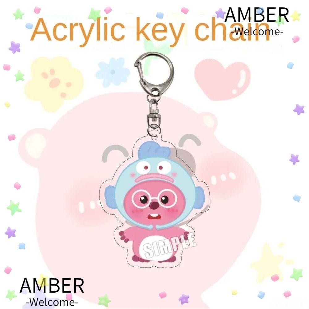 Amber พวงกุญแจโปร ่ งใส , Pink Little Beaver DIY เครื ่ องประดับทําด ้ วยมือ Loopy Little Beaver Key Chain, โซ ่ โทรศัพท ์ อะคริลิค