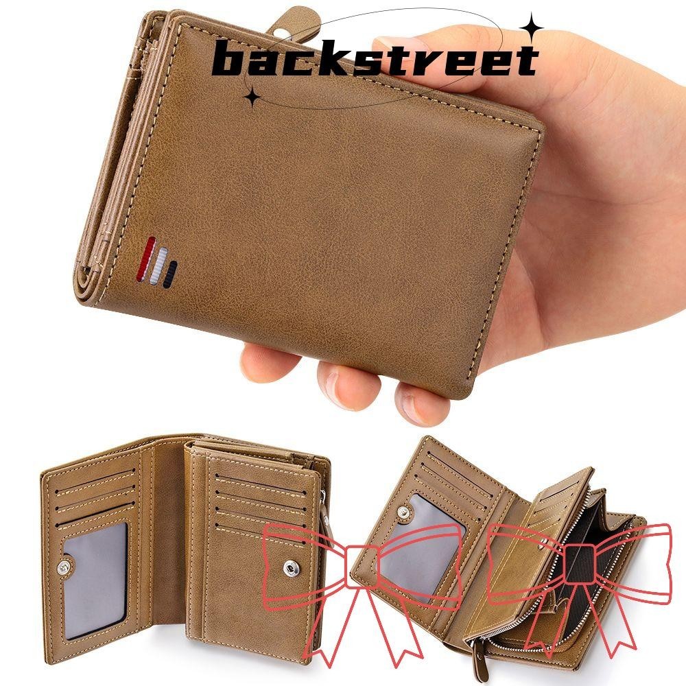 Backstreet Mens Leather Wallet Short Business Wallets Multifunction Card Holder