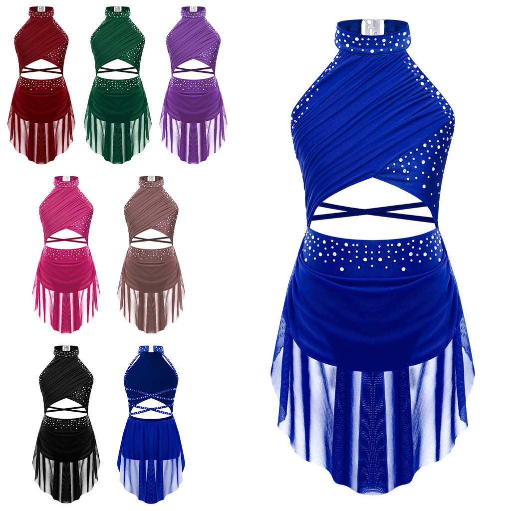 Yeahdor Girls Ballet Leotards กับ Tutu กระโปรงสเก็ตยิมนาสติกกระโปรง Leotards Lyrical Dance Dress