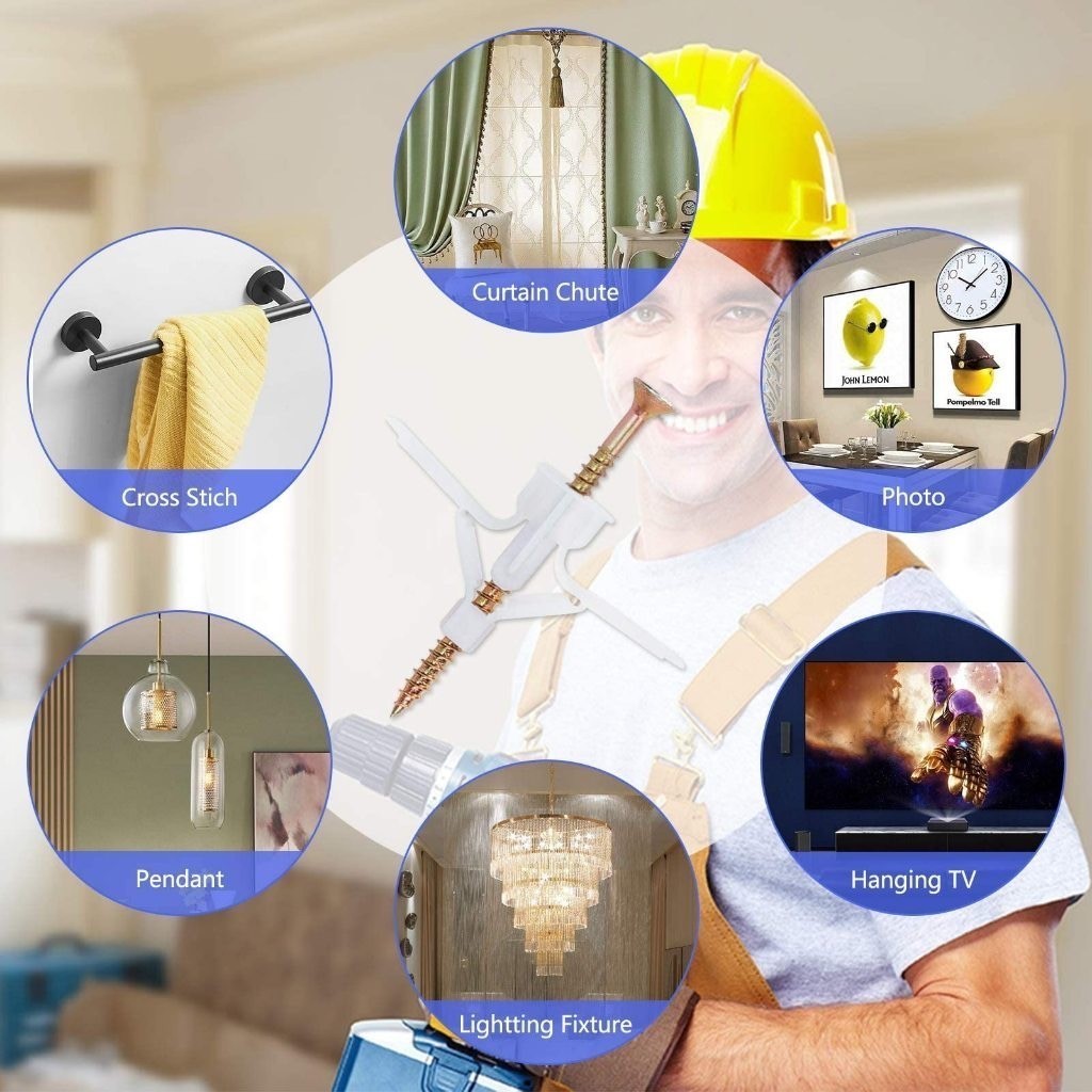 SHUYE พุ๊กปีกผีเสื้อยึดผนังกลวงพร้อมสกรู ขนาด 50 ชุด พุ๊กผีเสื้อยิบซั่มพร้อมสกรู พุกยิปซั่มพลาสติก - รูปที่ 2