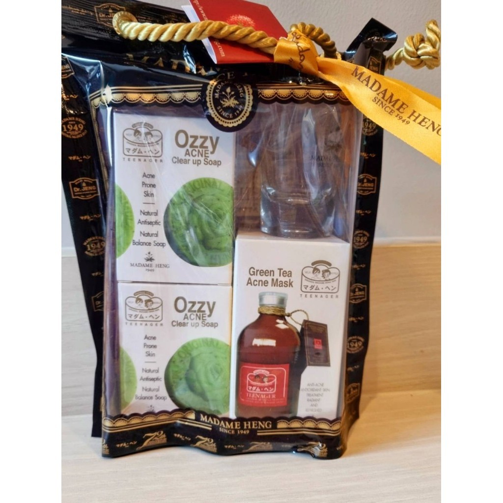 มาดามเฮง มาดามเฮงแท้ ผงมาร์คหน้าชาเขียว+สบู่ออสซี่แอคแน่ Tea Mark 50g.+ Ozzy soap 50gx2 ก้อน