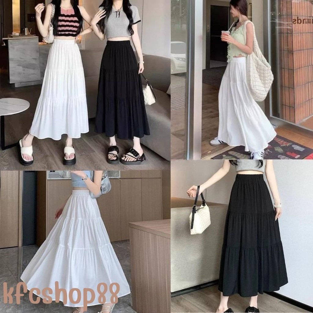 🔷พร้อมส่ง🔷กระโปรงยาว มีซับใน ใส่ไปทะเล แม็กซี่ ไปคาเฟ่ #SK03