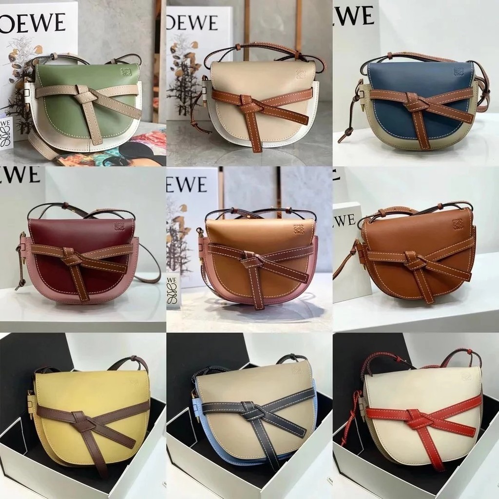 Loewe Loewe mini Gate Bag Bow Saddle Bag Half Moon Bag Shoulder Bag Crossbody Bag Female Bag Small Size 20cm