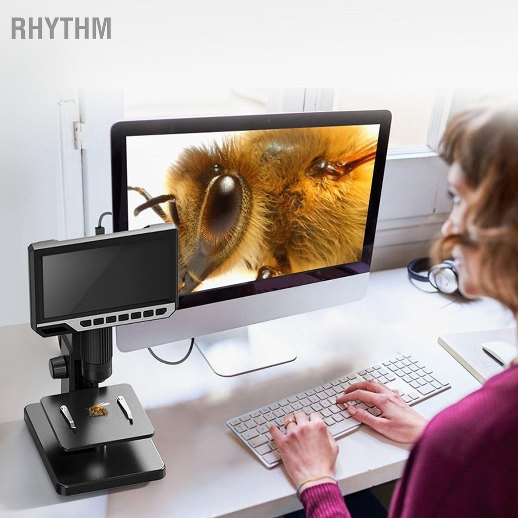 Rhythm กล้องจุลทรรศน์ดิจิตอล HD หน้าจอขนาดใหญ่ 7 นิ้ว 2000x กล้องจุลทรรศน์เหรียญสำหรับการซ่อมแซมแผงวงจรโทรศัพท์มือถือ