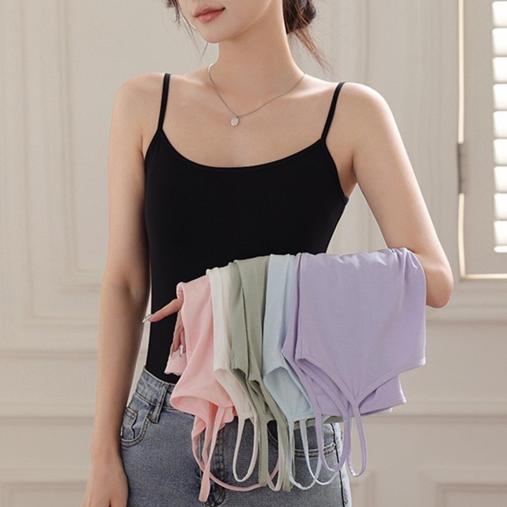 พร้อมส่ง เสื้อซับใน ผู้หญิง เสื้อสายเดี่ยวแฟชั่น สีพื้น ผ้านิ่ม โปร่ง สวมใส่สบาย ฟรีไซส์