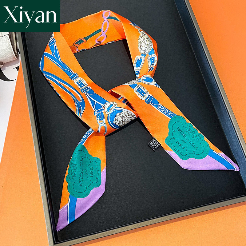 พร้อมสต็อกใหม่แฟชั่นผู้หญิงพิมพ์กระเป๋าจับผ้าพันคอผ้าพันคอคอผ้าพันคอผมผ้าพันคอกระเป๋าสายริบบิ้น - รูปที่ 7