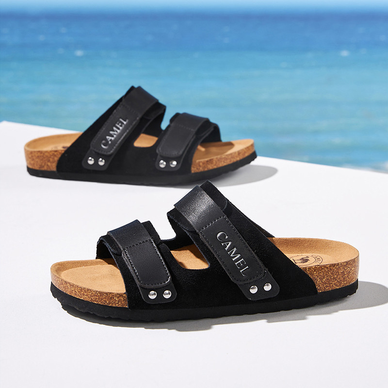 CAMEL CROWN รองเท้าแตะชายหาดผู้ชายกันลื่น Retro รองเท้าแตะลําลองยอดนิยม