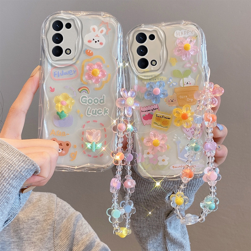 เคส OPPO Reno 5 5G เคสใช ้ งานร ่ วมกับโปร ่ งใสน ่ ารักการ ์ ตูนครีมขอบซิลิโคนอ ่ อนเคสโทรศัพท ์ TYGZ2
