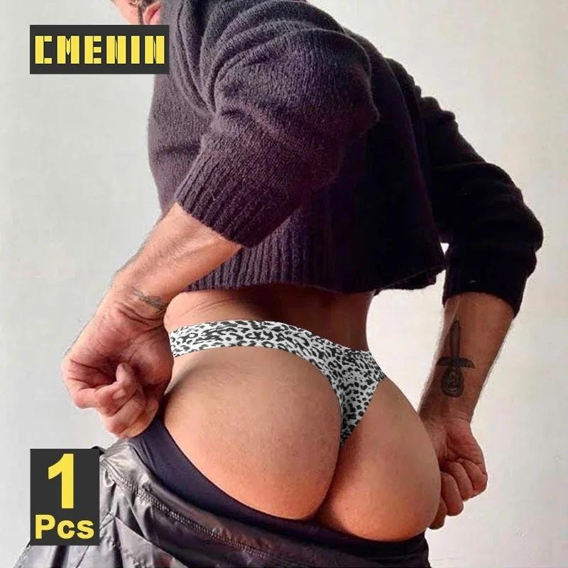 Cmenin Sissy ผู้ชาย Thongs ชุดชั้นในเกย์ G String ชุดชั้นใน Jockstrap บิกินี่ชายกางเกงเสือดาวเซ็กซี่ผ้าฝ้าย Man กางเกงทอง