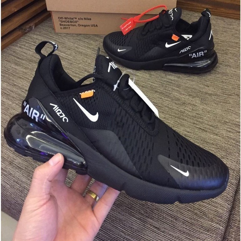 Off White x Air Max 270 รองเท ้ าวิ ่ งจ ๊ อกกิ ้ งอัญมณีสีเขียวสีดํา Airmax 270 Air Max 270 Osoo