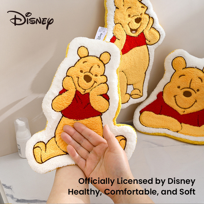 Disney Winnie The Pooh ผ้าเช็ดมือขนแกะปะการังนุ่มดูดซับเร็วผ้าเช็ดมือเด็ก 3D ผ้าขนหนูน่ารัก
