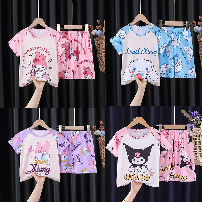 ชุดนอนเด็กผู้หญิง แขนสั้นขาสั้น ลายการ์ตูนผ้าดี ลายสวย(cn222)