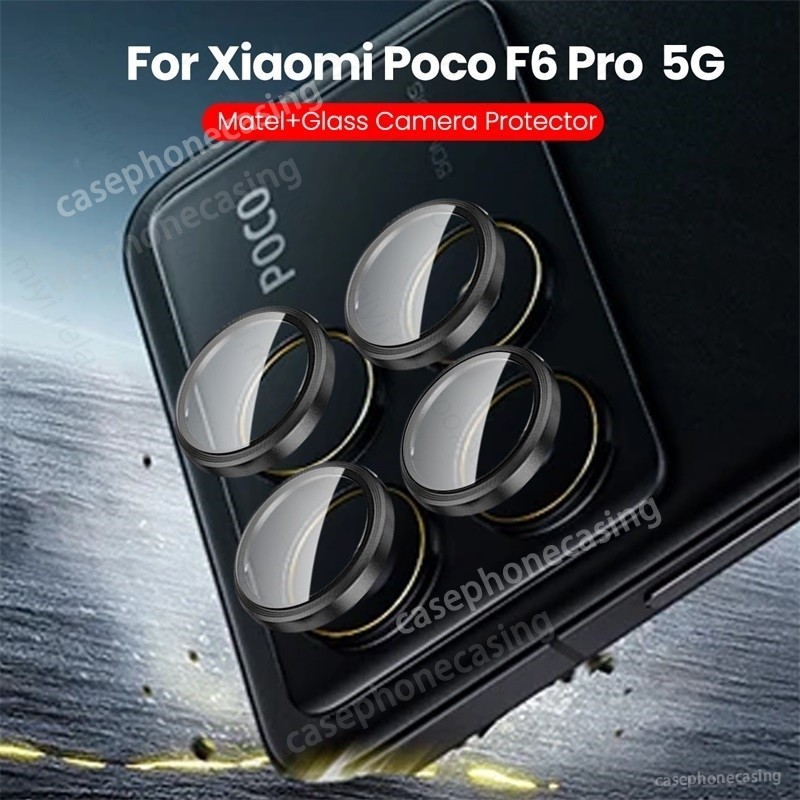 สําหรับ Xiaomi POCO F6 Pro F 6 F6Pro 6F 5G 2024 กรณี 3D กล้องป้องกันโค้งกระจกนิรภัย Matel แหวนกล้อง Protector