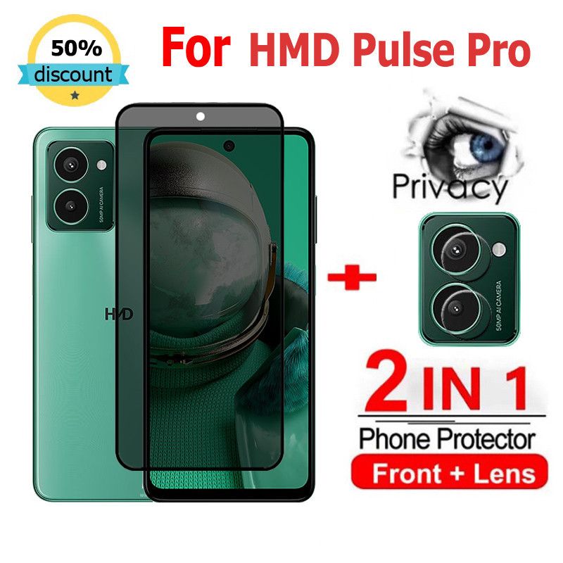 2 in 1 ฟิล์ม HMD Pulse Pro ฟิล์มกระจกนิรภัยกันรอยหน้าจอ กันแอบมอง เพื่อความเป็นส่วนตัว สําหรับ HMD Aura XR21 Pulse+ Plus Pro ฟิล์มกันรอย ฟิล์มกล้องr
