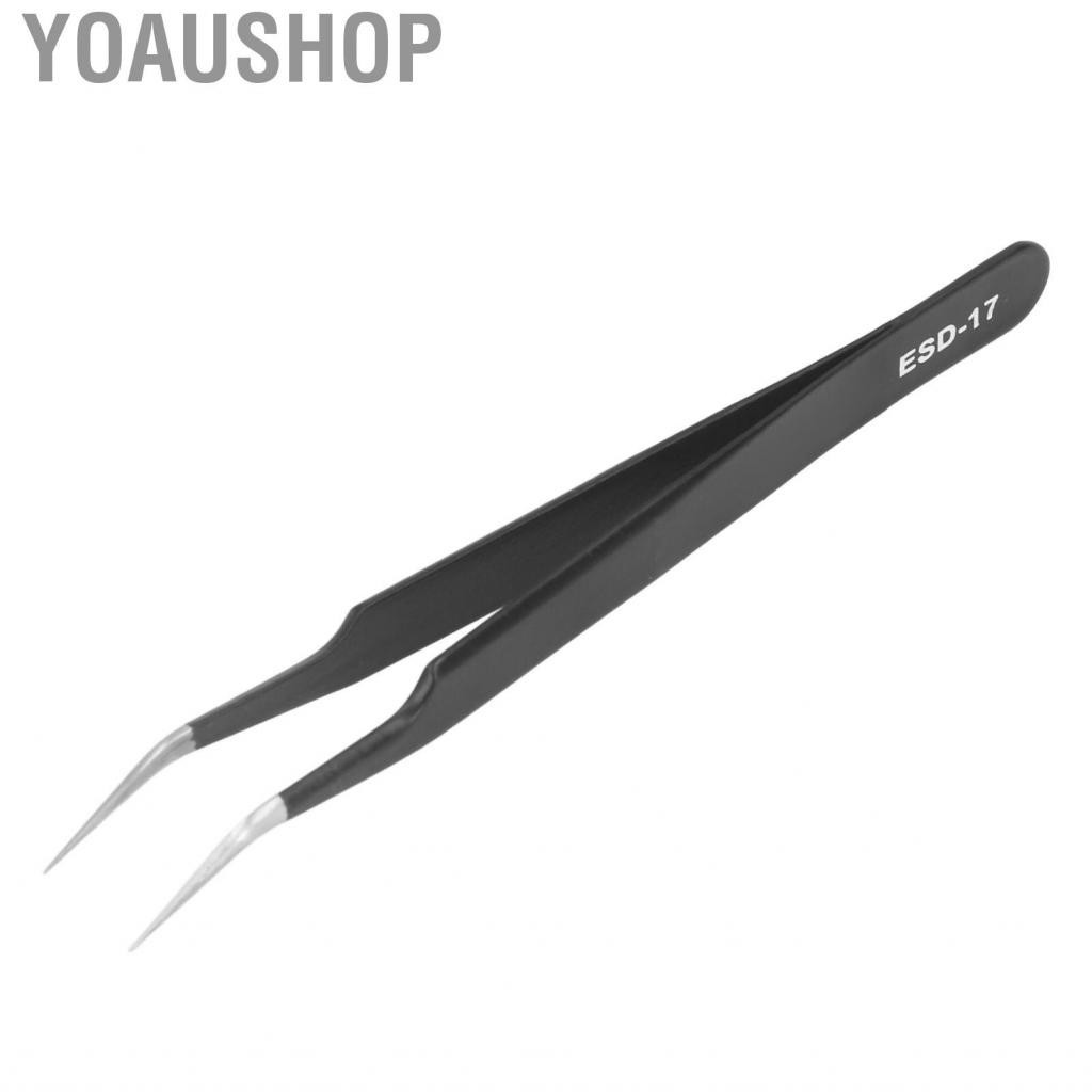 Yoaushop Non Static Tweezers  ESD‑17 Non Magnetic Tweezers HRC40-45 Comfortable Thermal Insulation for Semiconductors