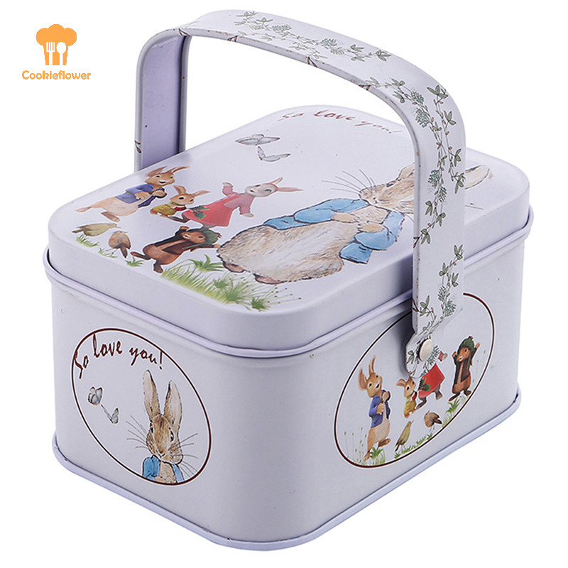 Cookieflower Vintage Small Suitcase Storage Tin Metal Candy Box Gift Box กล่องของขวัญคุกกี้ ใหม่