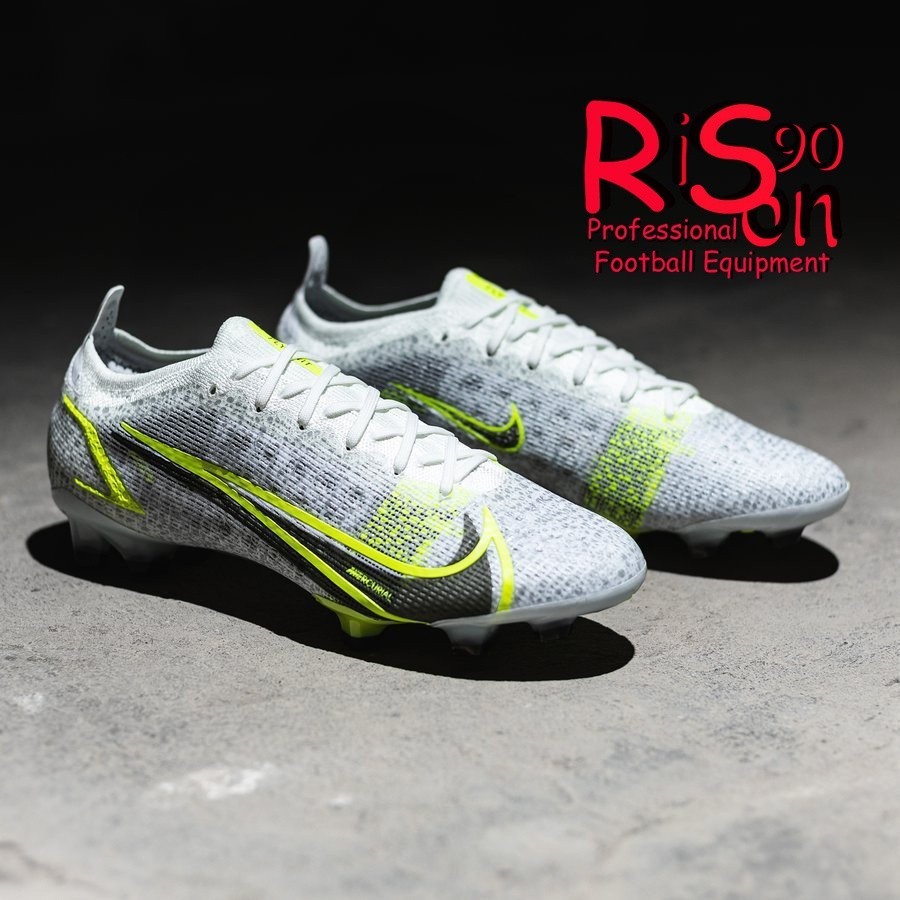 【Rison90 】 รองเท ้ าฟุตบอลผู ้ ชาย Nike Mercurial Vapor 14 elite FG silver safari ของแท ้ T4OC