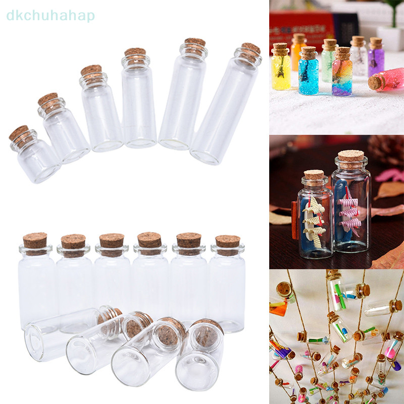 [DKC ] 10pcs Mini Glass Bottles with Cork Stopper Clear Bottle Vial Wedding Decorative Cook