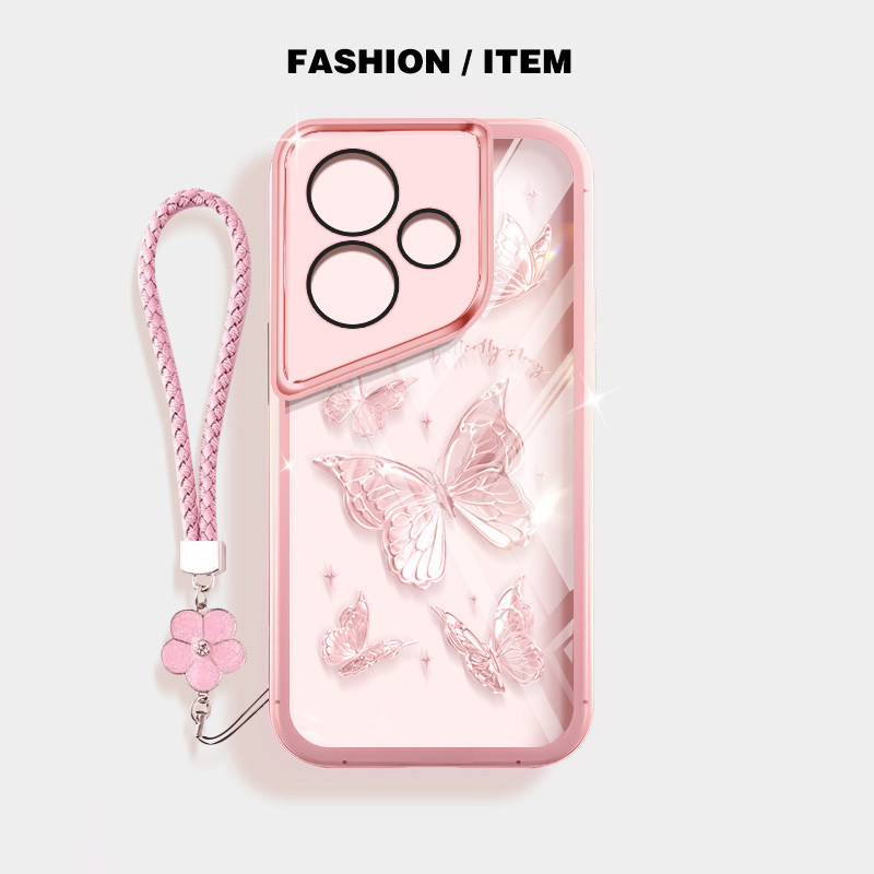 Ybd INS สไตล์เคสโทรศัพท์สําหรับ Infinix ITEL A70 A80 A665L ร้อน 30i ร้อน 30 เล่น NFC X669 X669C X669D X6835B X6831 X6832 Niche ผีเสื้อปลอกพร้อมเลนส์ป้องกัน