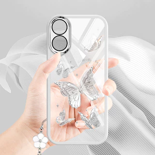 Ybd INSสไตล์เคสโทรศัพท์สําหรับOPPO A3X A79 A59 A18 A38 A58 A17 A17K A78 A98 F23 A1 Pro Reno 8T A60 4G 5G Nicheผีเสื้อปลอกเลนส์ป้องกัน