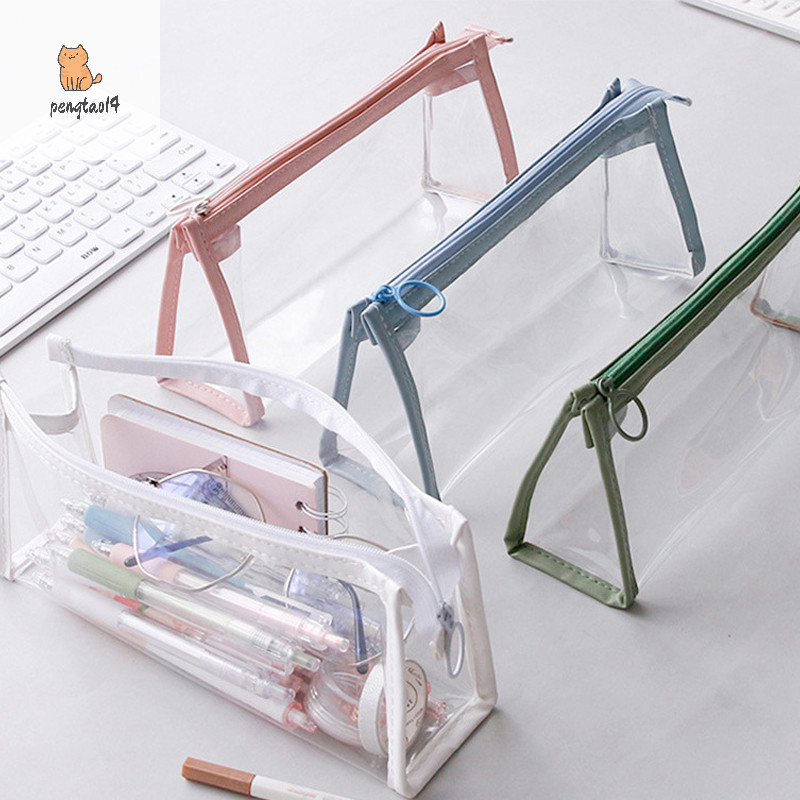 Pengtao14 PVC โปร ่ งใสดินสอ Kawaii กระเป ๋ าดินสอกันน ้ ําสําหรับนักเรียนเครื ่ องเขียนอุปกรณ ์ โรงเรียนแบบพกพาปากกาดินสอกระเป ๋ าใหม ่