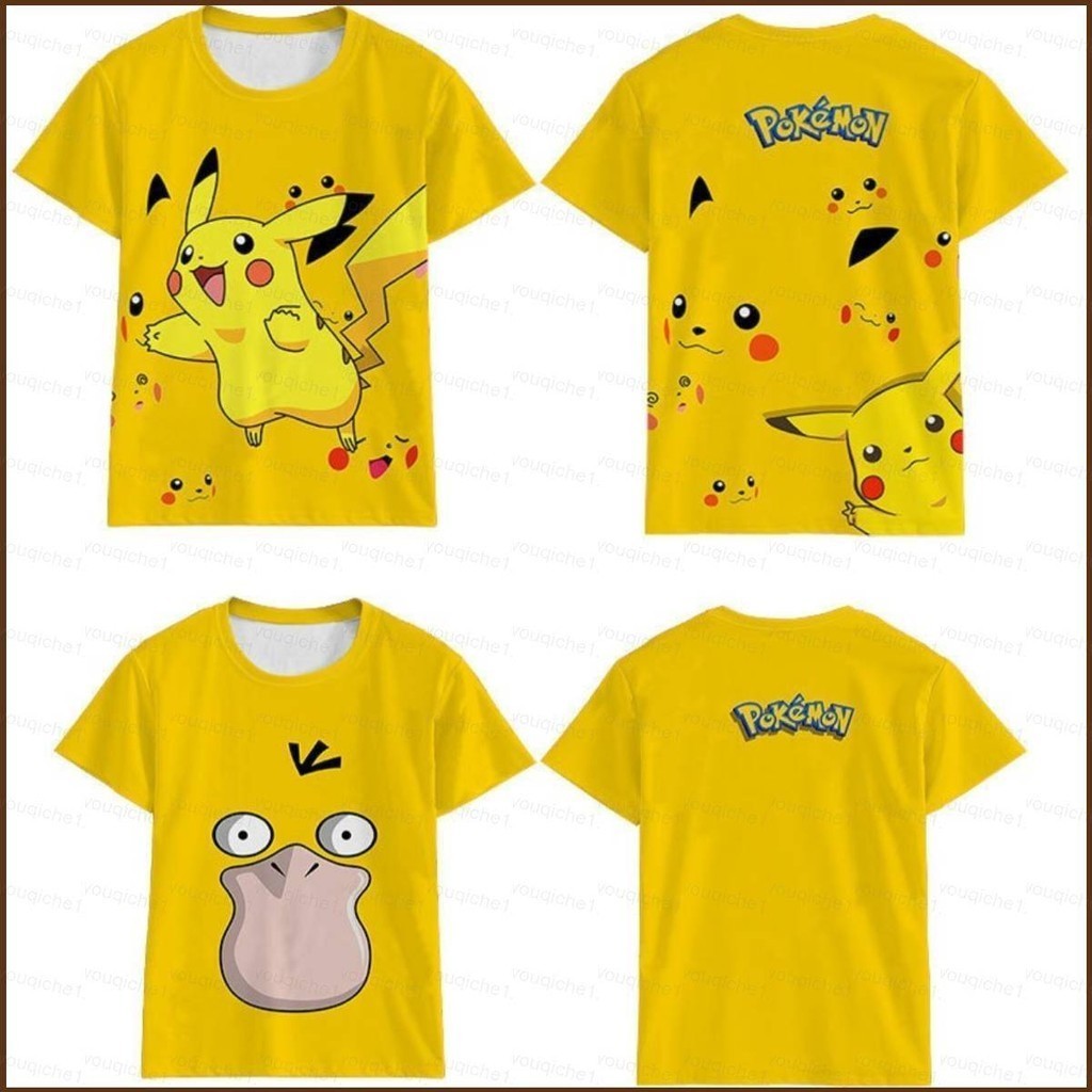 Yb อะนิเมะ Pikachu Charizard Tshirt เด็กแขนสั้น Boy สาวคอสเพลย์ Tee 3D แฟชั่นกราฟิกเสื้อลําลอง Plus ขนาด
